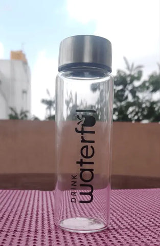 Waterful 300ml Reusable Glass Bottle: Elevate Your Sip in Style! | Healthy Drink | water bottle for women Waterful 300ml Reusable Glass Bottle: Elevate Your Sip in Style! | Healthy Drink | water bottle for women