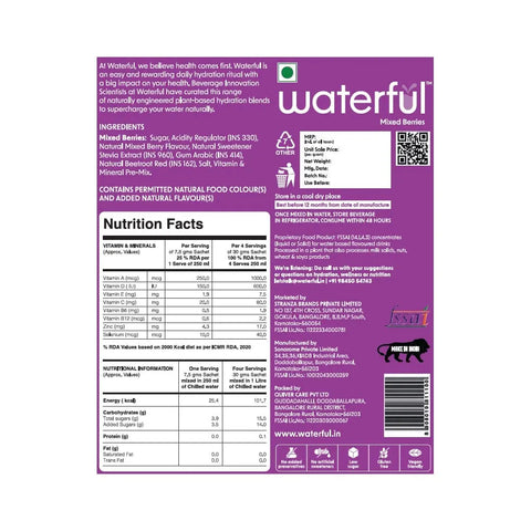 Mixed Berries | Fruit Flavoured Water Premix | Energy Drink | Waterful  | best electrolyte powder packets | fruity water Mixed Berries | Fruit Flavoured Water Premix | Energy Drink | Waterful  | best electrolyte powder packets | fruity water