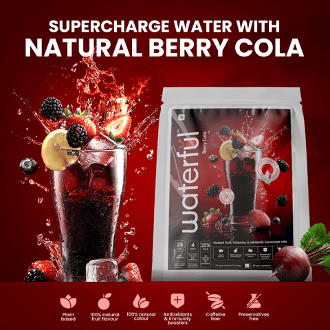 Berry Cola (30 gms X 5 sachets) 10+ Vitamins & Minerals, Low Cal Hydration Powder Mix Berry Cola (30 gms X 5 sachets) 10+ Vitamins & Minerals, Low Cal Hydration Powder Mix
