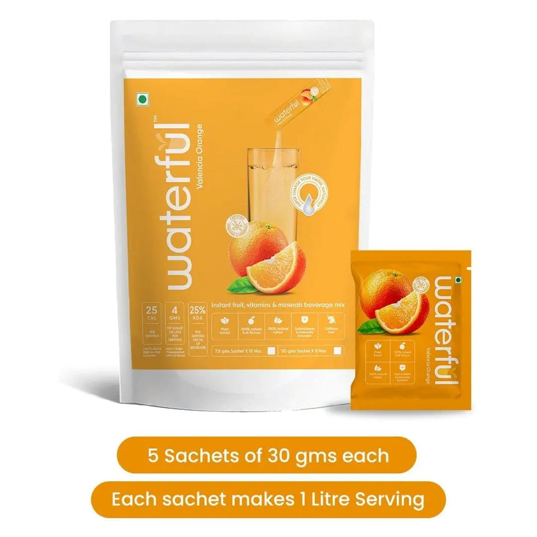 Valencia Orange Powder Drink Mix | Natural Hydration Drink | Waterful | orange fruit juice | best electrolyte drink Valencia Orange Powder Drink Mix | Natural Hydration Drink | Waterful | orange fruit juice | best electrolyte drink