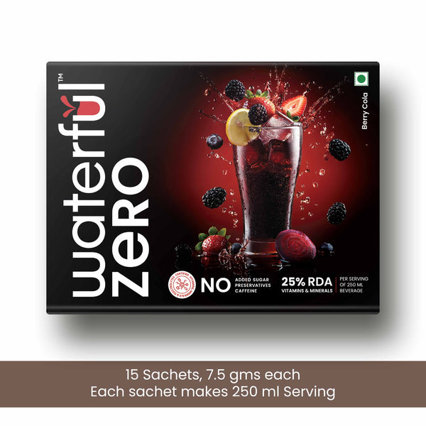 Berry Cola  (7.5 gms × 15 sachets) Zero Added Sugar, 10+ Vitamins & Minerals, 3 Electrolytes Clean Daily Hydration Mix