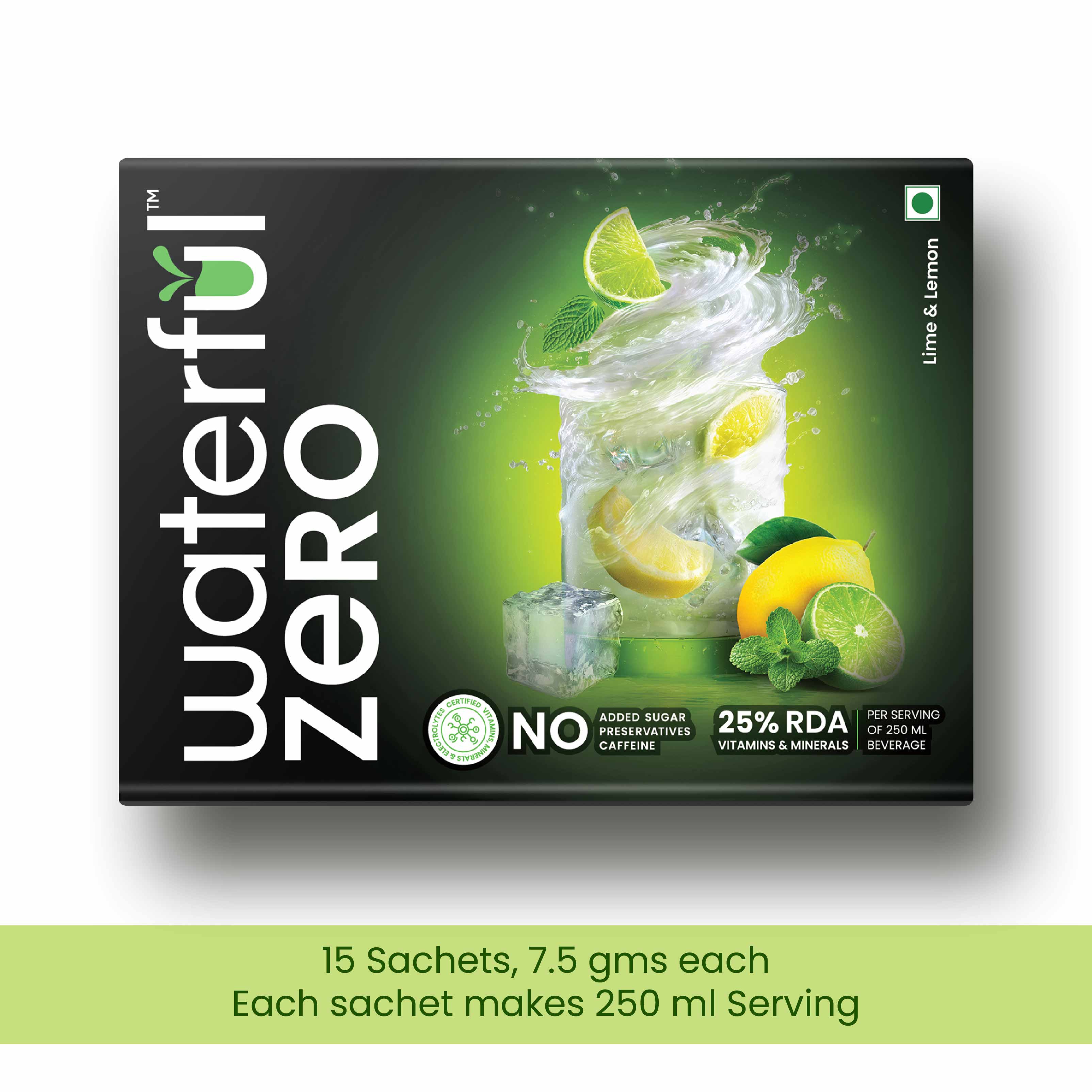 Lime & Lemon ((7.5 gms × 15 sachets) Zero Added Sugar, 10+ Vitamins & Minerals, 3 Electrolytes 0Clean Daily Hydration Mix