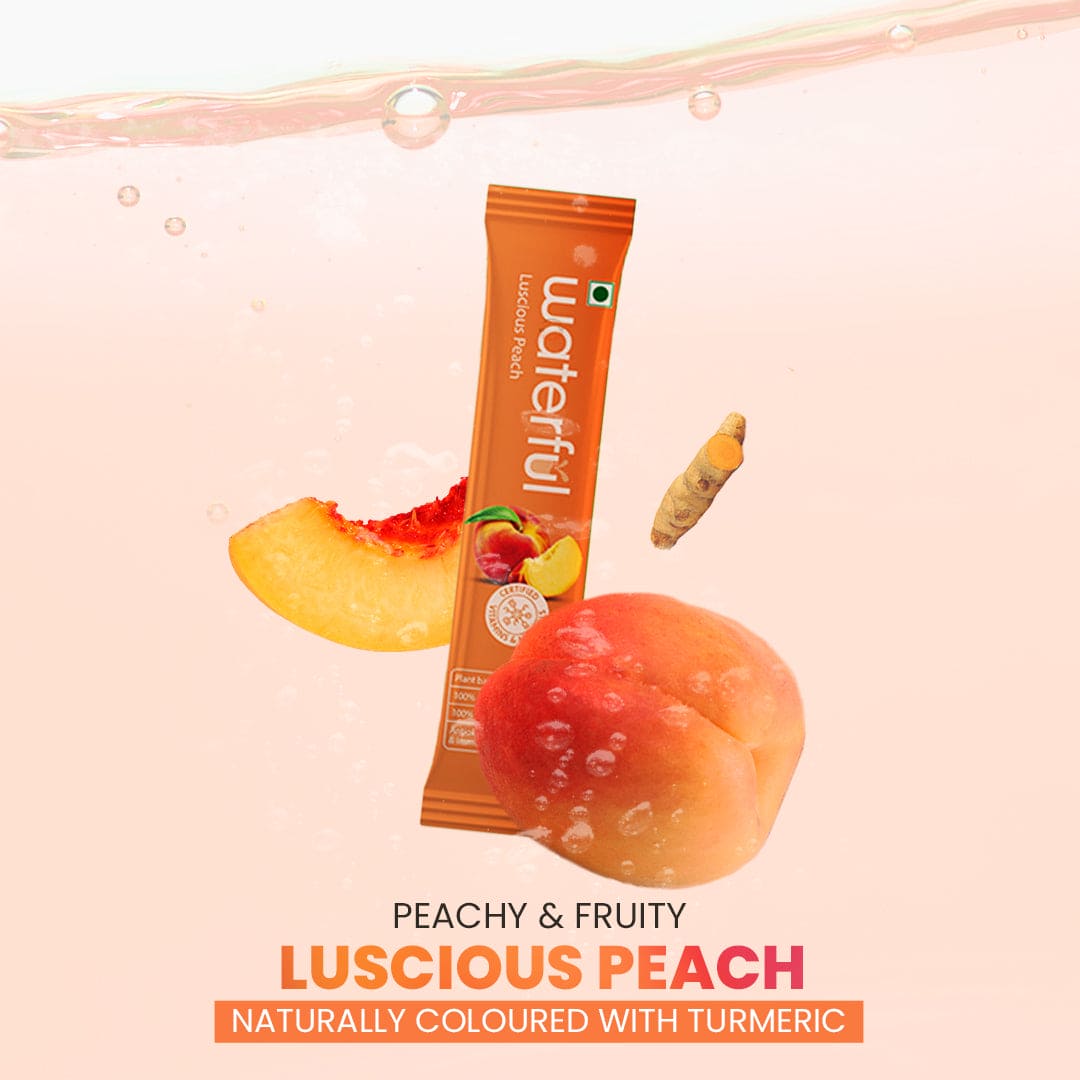 Luscious Peach | Best Rehydration Powder | Instant Energy | Waterful | vitamin water | electrolyte drink powder