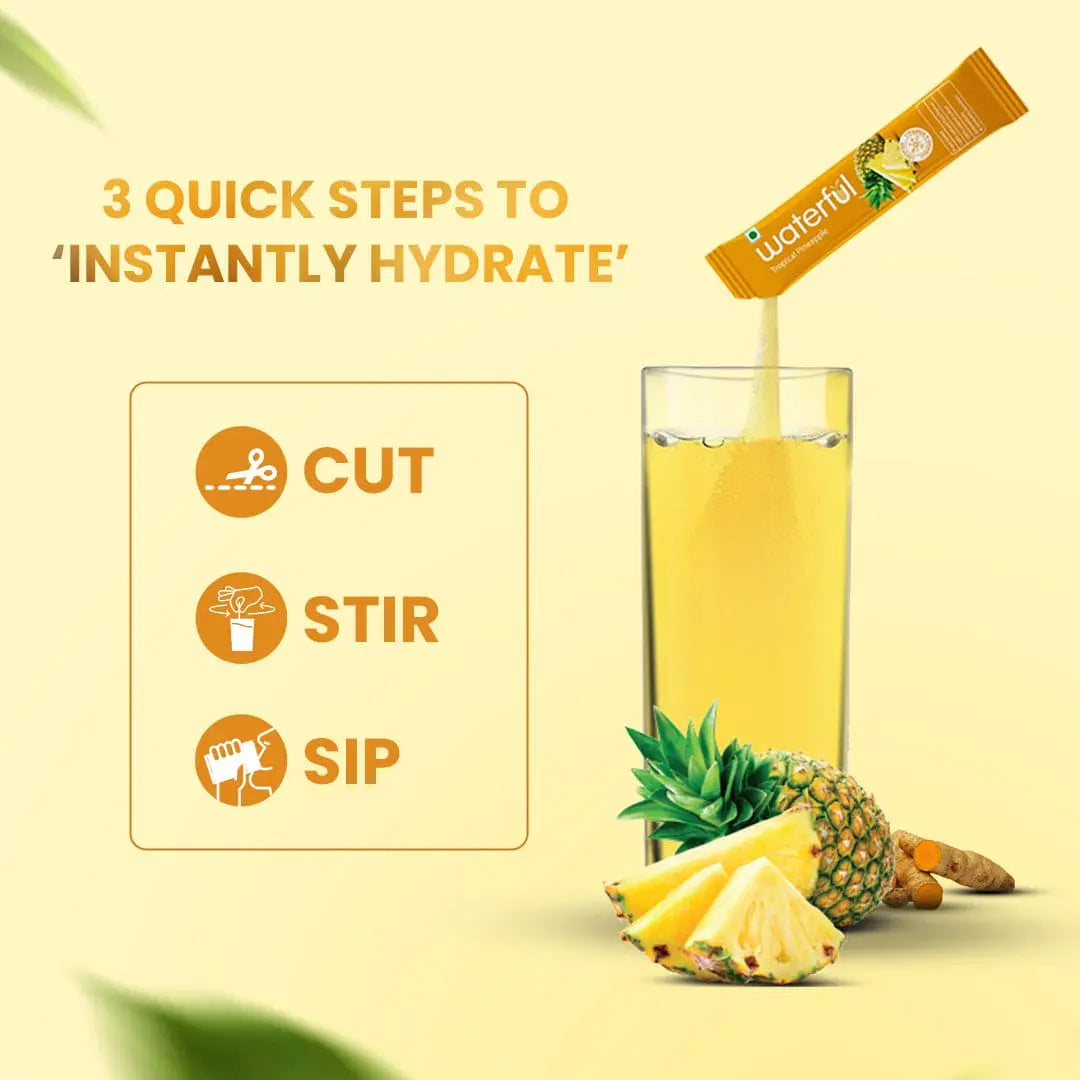 Tropical Pineapple Powdered Drink Mix | Instant Fruit Drink | Waterful | Electrolyte Powder | healthy hydration packets