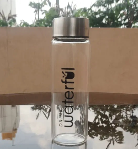 Waterful 300ml Reusable Glass Bottle: Elevate Your Sip in Style! | sipper bottle for adults | drink energy drink