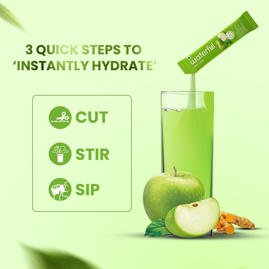 Green Apple | Instant Energy Drink Powder | Sports Drink | Waterful | rehydration solution for adults | vitamin water