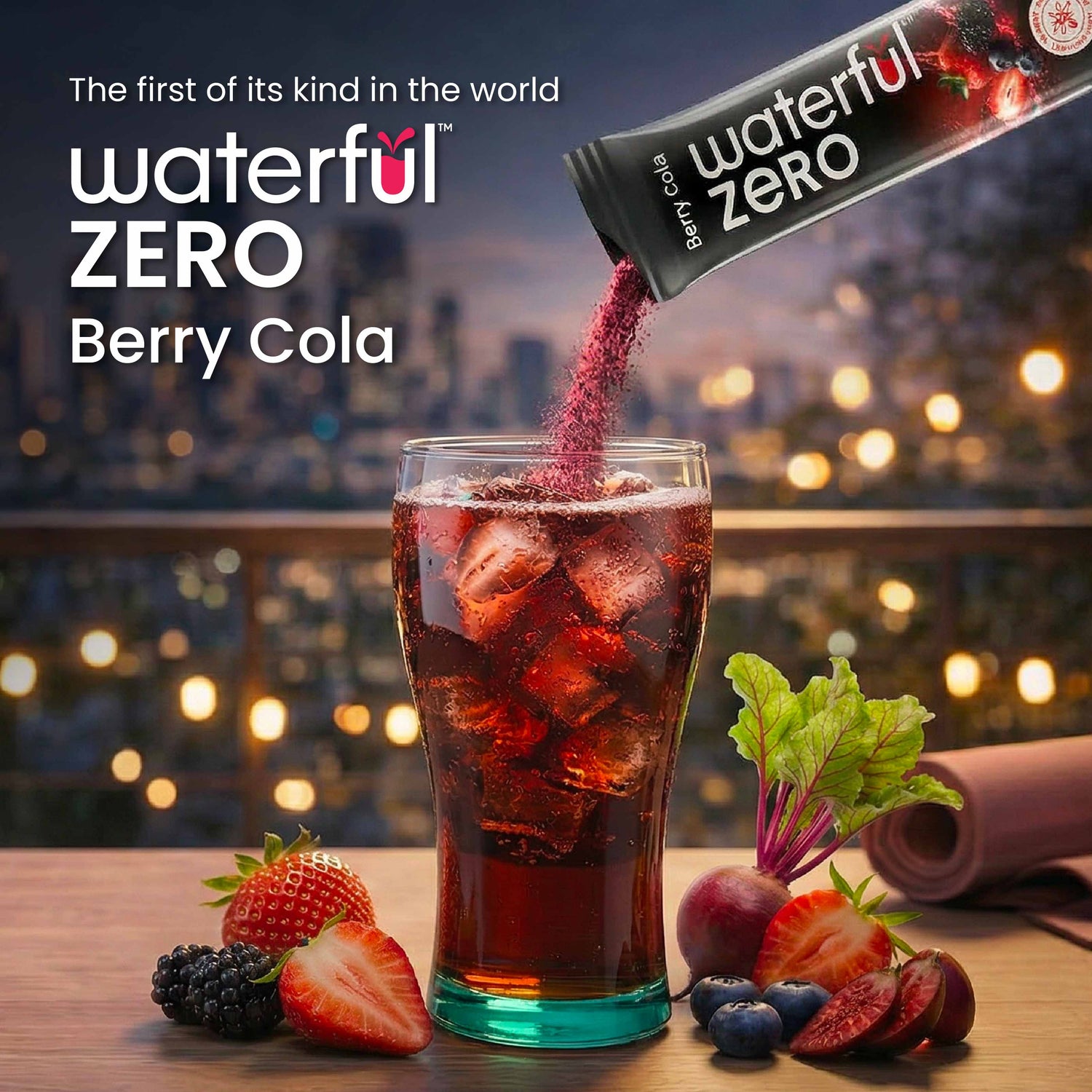 Berry Cola  (7.5 gms × 15 sachets) Zero Added Sugar, 10+ Vitamins & Minerals, 3 Electrolytes Clean Daily Hydration Mix