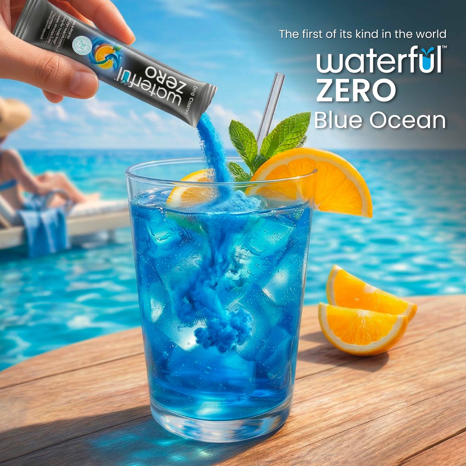 Blue Ocean (7.5 gms × 15 sachets) Zero Added Sugar, 10+ Vitamins & Minerals, 3 Electrolytes Clean Daily Hydration Mix