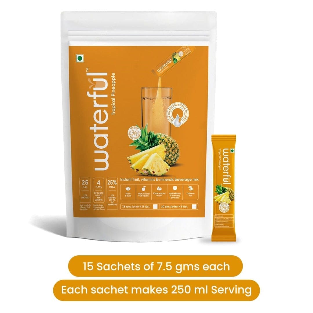 Pineapple Powdered Drink Mix | Healthy Instant Fruit Drink | Waterful | healthy hydration drinks | healthy hydration drinks