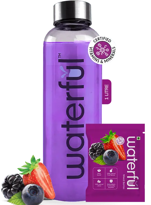 Mixed Berries | Fruit Flavoured Water Premix | Energy Drink | Waterful | flavored water bottle | best hydration drink