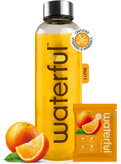 Valencia Orange Powder Drink Mix | Natural Hydration Drink | Waterful | best electrolyte powder Healthy Drink
