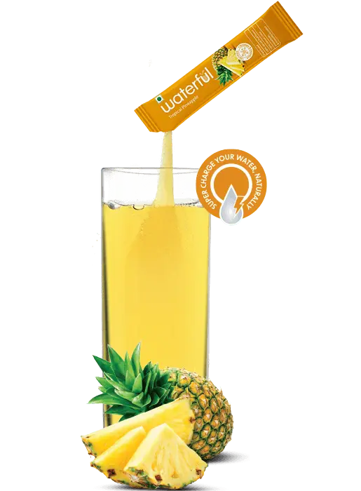 Tropical Pineapple - waterfulPineapple Powdered Drink Mix | Healthy Instant Fruit Drink | Waterful | healthy flavoured water | Healthy Drink